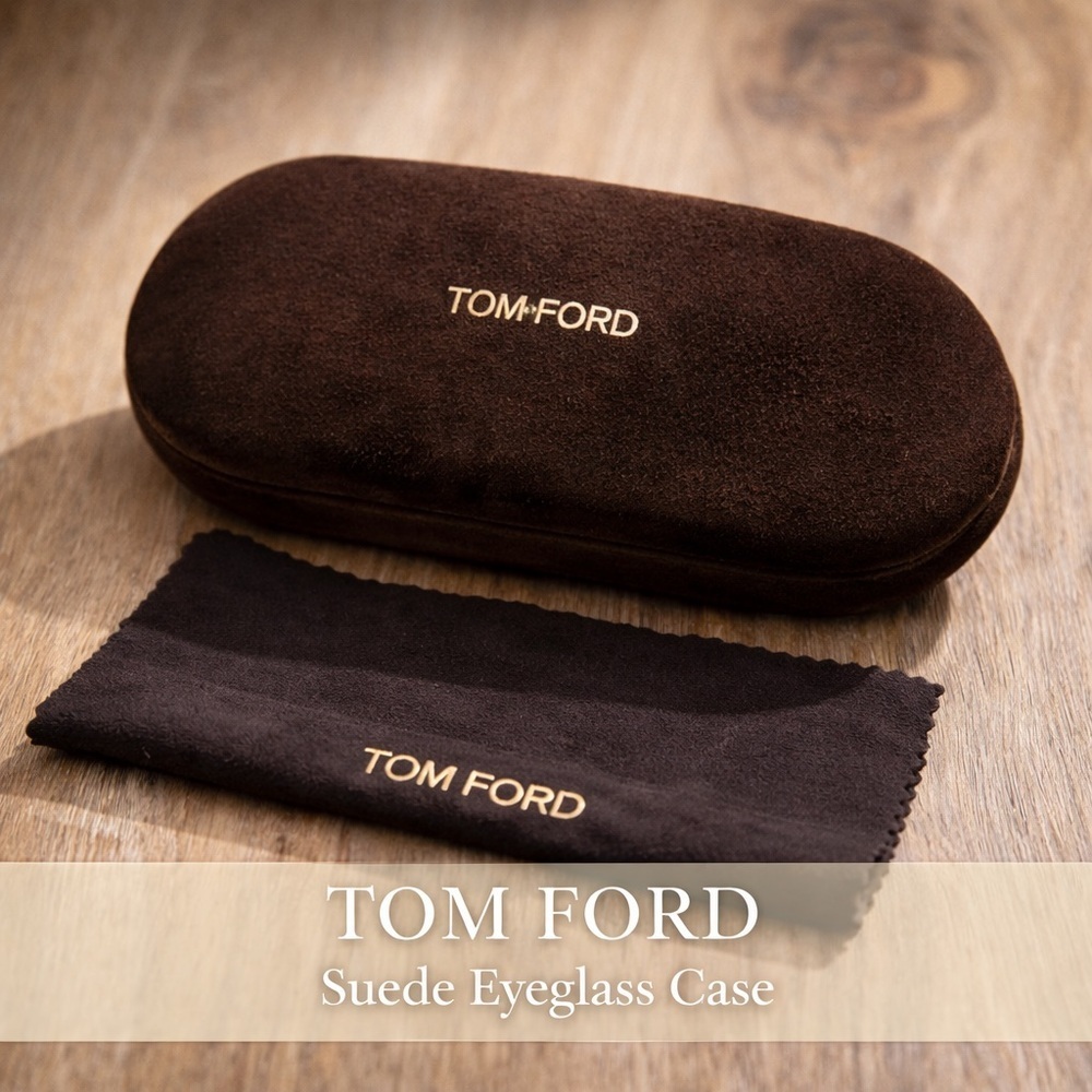 Tom Ford Brown Suede Eyeglass Case with Cleaning Cloth Like New
